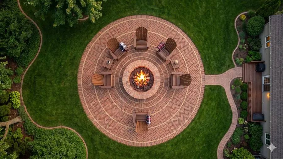 Fogo de chão visto de cima com piso radial